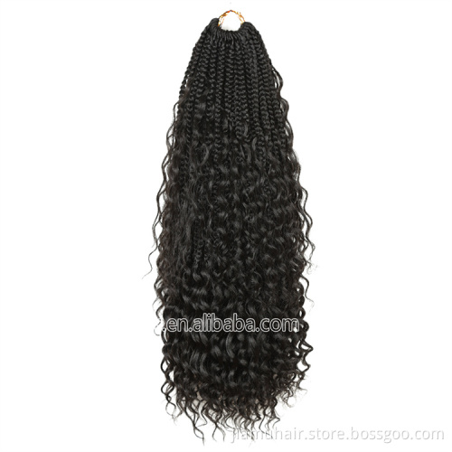Bohemian Omber Synthetic Braiding Hair Extensions Goddess Box Braids Crochet Hair With Curly End
